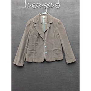 Vintage J. Jill Brown Corduroy Jacket Blue Snap Buttons Y2K Academia Size M Pet